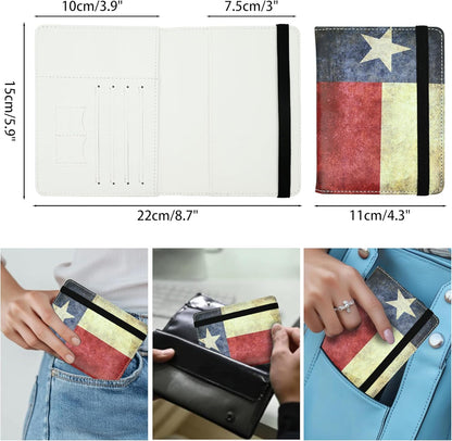 Texas Vintage Flag Passport Holder for Women and Men PU Leather Passport Cover for Travel