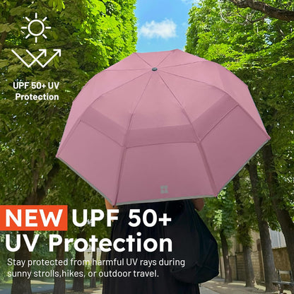 Weatherman - Premium Collapsible Small Travel Umbrella - Windproof, Resists Up to 55 MPH Winds - Compact, Portable, Easy Auto Open with Strong Fiberglass Frame - Folding Umbrella for Rain and Wind (Steel Blue)