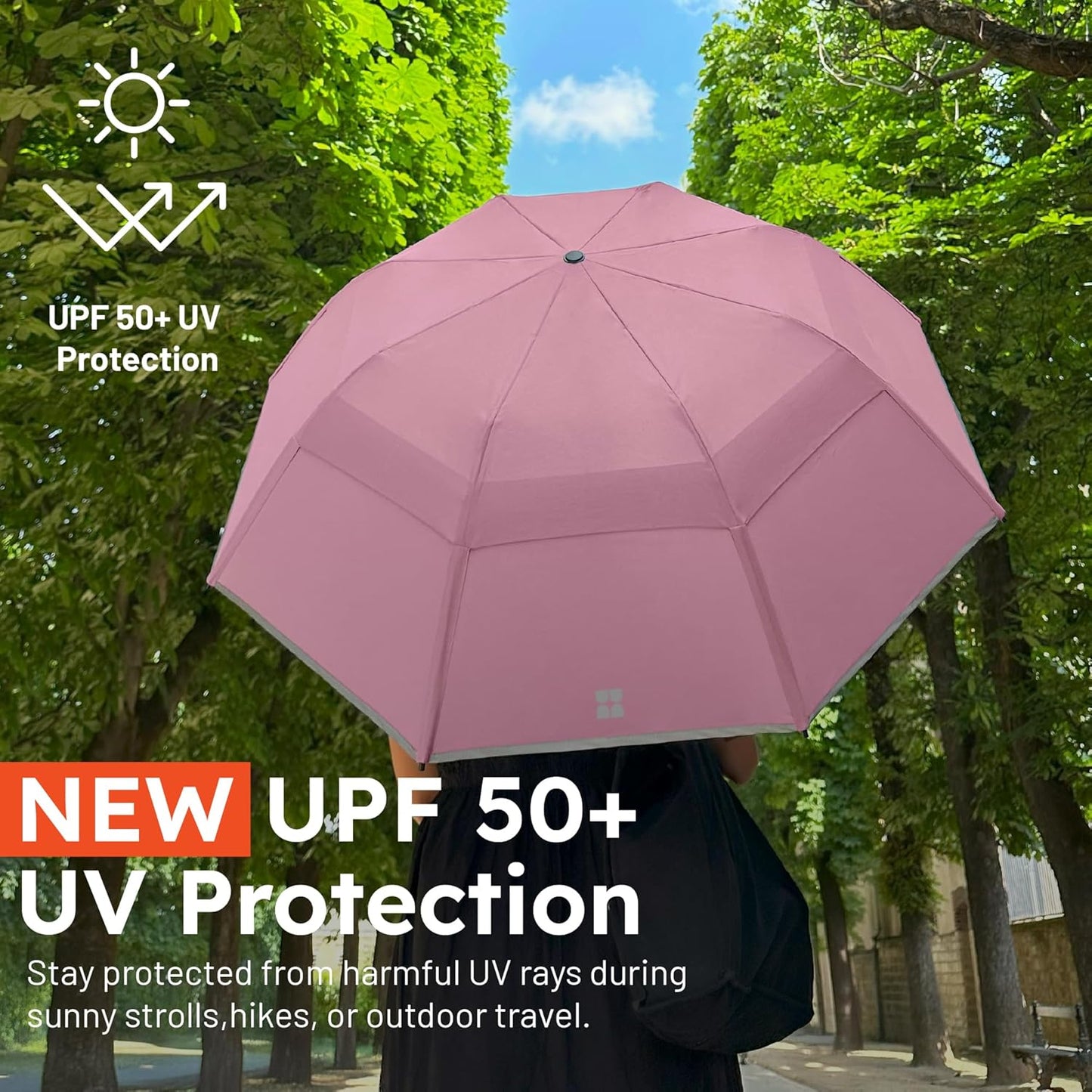 Weatherman Premium Collapsible Travel Umbrella - Windproof, Compact, Easy Auto Open - Resists Up to 55 MPH Winds - Perfect for Rain, Wind, Backpack, Car - Folding Umbrella (Navy Blue)