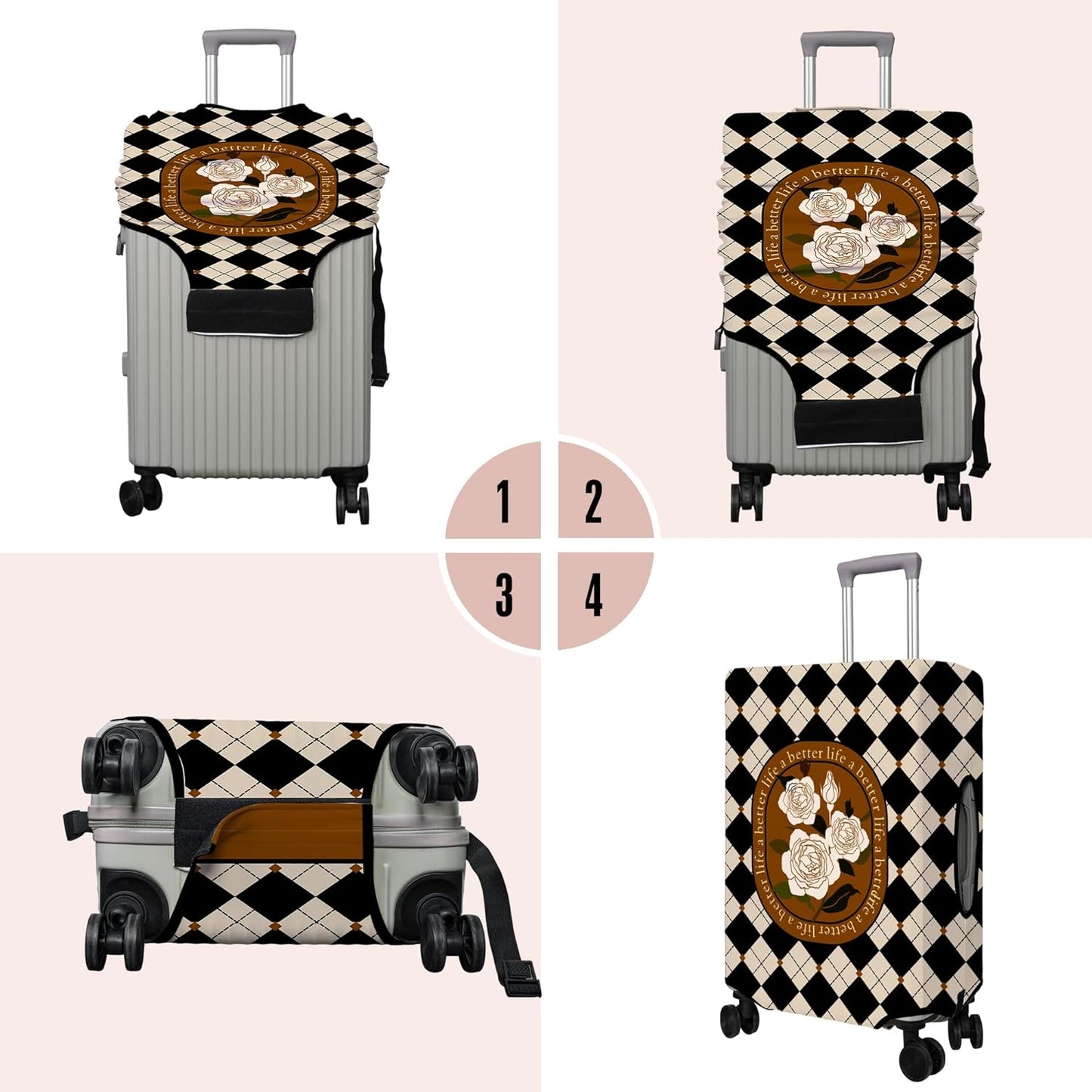 Travel Luggage Cover Suitcase Protector Fits 18-32 Inch Wheel Covers PatternedTravel Related Items Flower Luggage Protector Elastic XL
