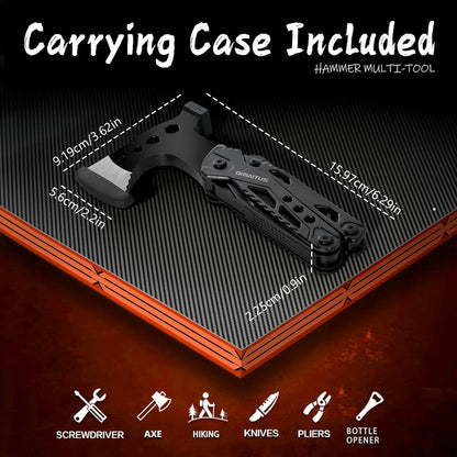 Camping Multitool Accessories Stocking Stuffers for Men 16 in 1 Multi Tool Survival Gear with Axe Hammer Pliers Saw Screwdrivers Bottle Opener Whistle with Sheath for Hiking, Gifts for Men Dad Him
