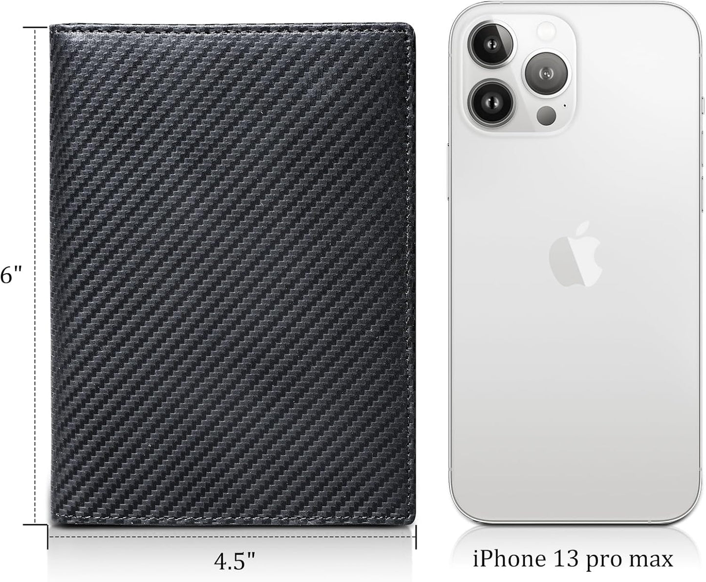 Polare Full Grain Leather Passport Holder RFID Blocking Travel Bifold Wallet Passport Holders 2 Passports (Carbon Black)