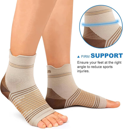 Plantar Fasciitis Sock (6 Pairs) for Men and Women, Compression Foot Sleeves with Arch and Ankle Support (Black, Nude, Navy, Medium)