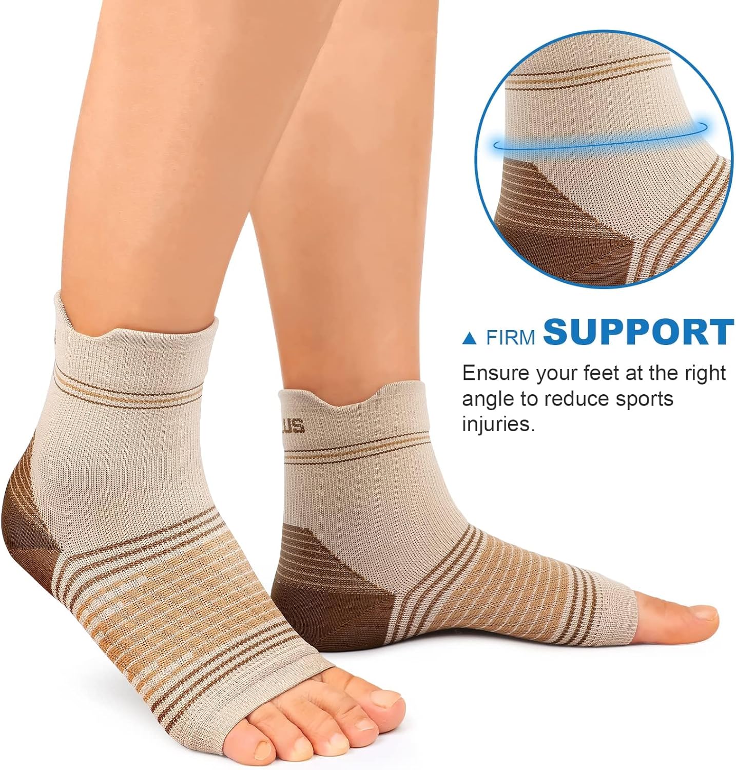 Plantar Fasciitis Sock (6 Pairs) for Men and Women, Compression Foot Sleeves with Arch and Ankle Support (Black, Nude, Navy, Small)