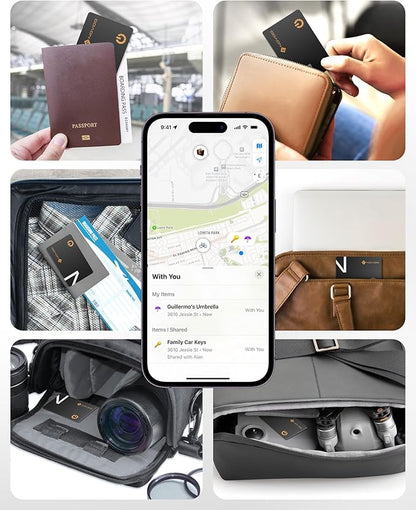 NOVOO Air Locator Tag (iOS Only) Wallet Tracker Card with Apple Find My, Smart Card Bluetooth Tracker, 6 Years Battery, IP68 Waterproof, 1.6mm Keys Finder and Item Locator for Keys, Bags, Passport