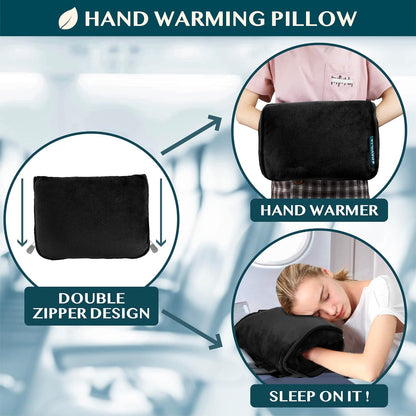 PAVILIA Travel Blanket Pillow, Soft Airplane Blanket 2-in-1 Combo Set, Plane Blanket Compact Packable, Flight Essentials Car Pillow, Travelers Gifts Accessories, Luggage Backpack Strap, 60x43 Black
