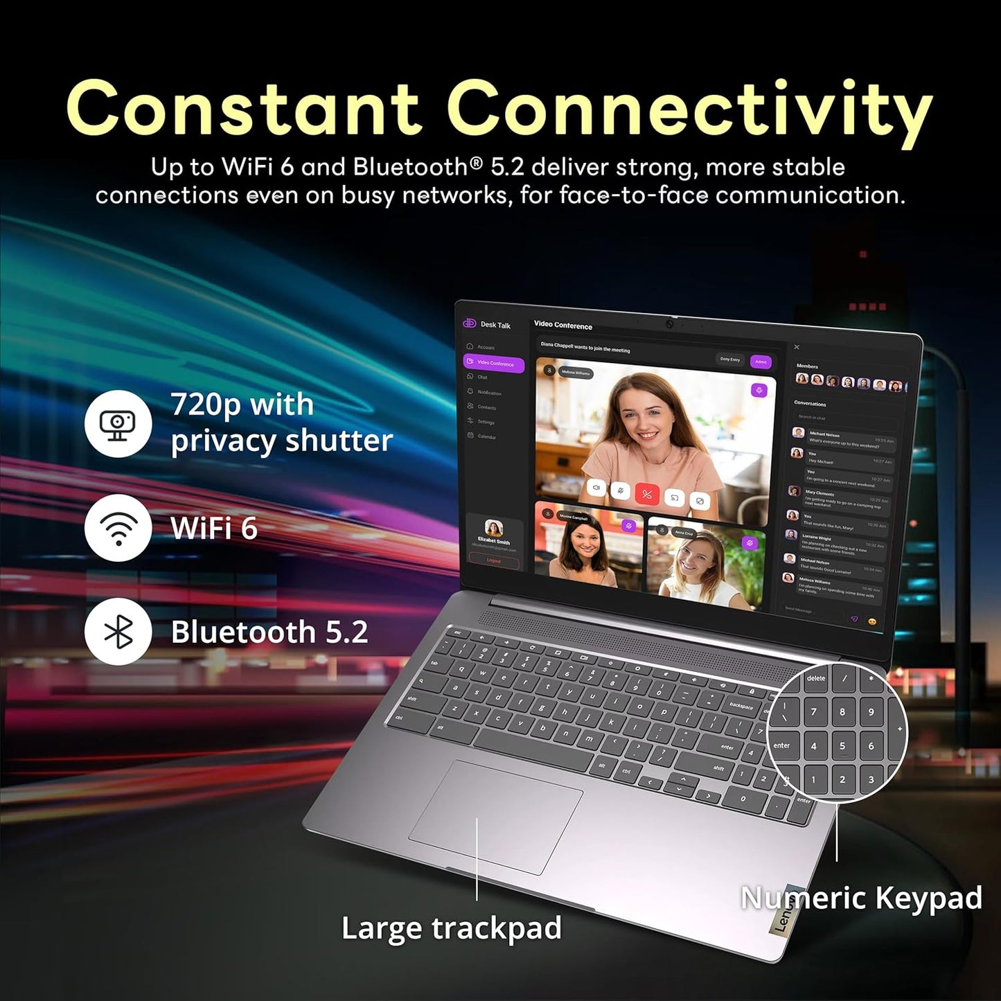 Lenovo Ideapad 3 15.6" FHD Chromebook, Intel Celeron N4500, 4GB LPDDR4X, 224GB Storage (64GB SSD + 160GB Docking Station Set), Number Pad, Webcam, Wi-Fi 6, Chrome OS, Gray