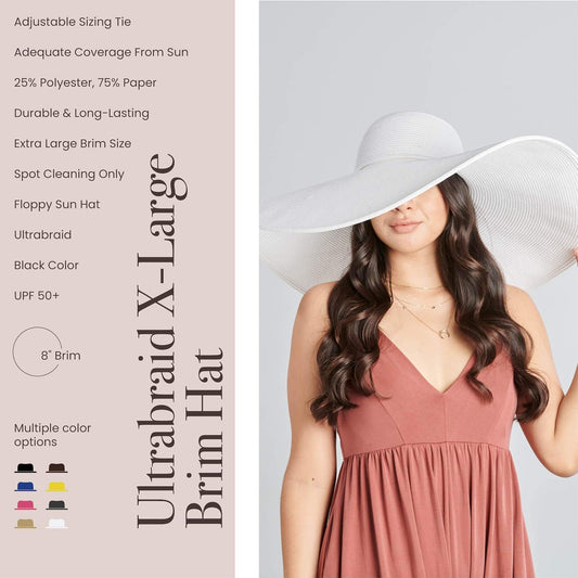 San Diego Hat Company Women's Ultrabraid X-Large Brim Hat, Adjustable Sun Hat with UPF 50+