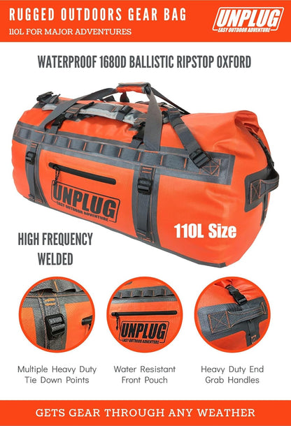 big duffle bag equipment duffle bag large waterproof luggage extra large duffle bag for travel kayaking accessories boating equipment backpack duffle bags for travel drybag waterproof bag (110L AO)