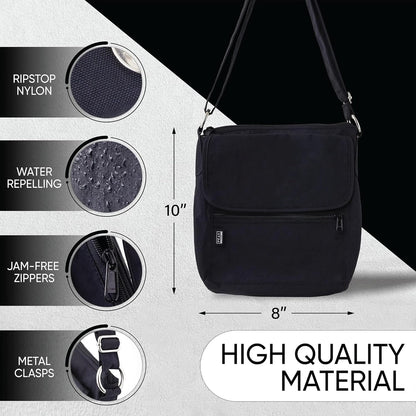 Peak Gear Crossbody Travel Purse with RFID Blocking Pocket and Lifetime Recovery Service. Nylon Shoulder Bag