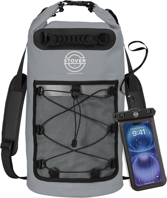 STOVER 5/10/25/30/40/55L Waterproof Backpack- Floating Dry Bag for Kayaking, Travel, Beach, Hiking, & Camping, Men/Women