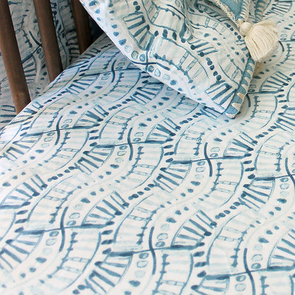 Crane Baby Soft Cotton Crib Mattress Sheet, Fitted Sheet for Cribs and Toddler Beds, Indigo Blue, 28”w x 52”h x 9”d