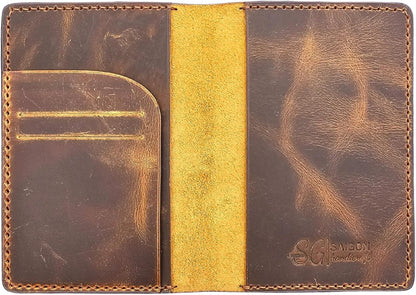 Leather Passport Holder for Men and Women - Handmade Vintage Travel Wallet - Mens Passport Case with Card Organizer - Genuine Leather Passport Cover - 2 Card Slots (Style A)