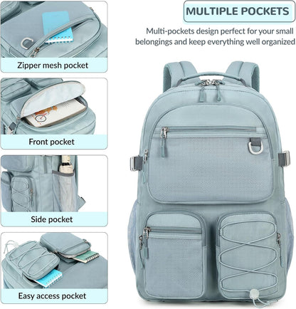 Lohol Water Resistant Backpack with Mulitiple Pockets for School Travel Outdoor College, 15.6 inch Laptop Daypack for Men and Women (Blue)