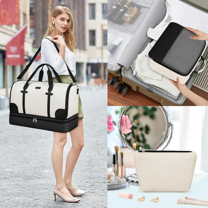 Convertible Travel Garment Bags - Carry On Garment Duffel Bag with Shoe Compartment Large Travel Garment Bag with Storage Bag Toiletry Bag 2 in 1 Hanging Suit Bag Weekender Bag for Women Men 3pcs Set