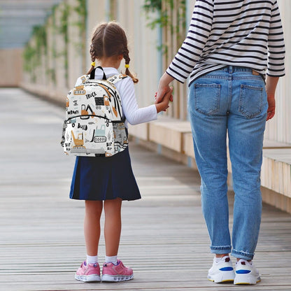 Transport Truck Excavator Toddler Backpack Boys Girls Kids Preschool Bookbag School Children Bag with Leash Travel Casual Daypack Kindergarten Elementary Schoolbag for Nursery Junior Primary Students