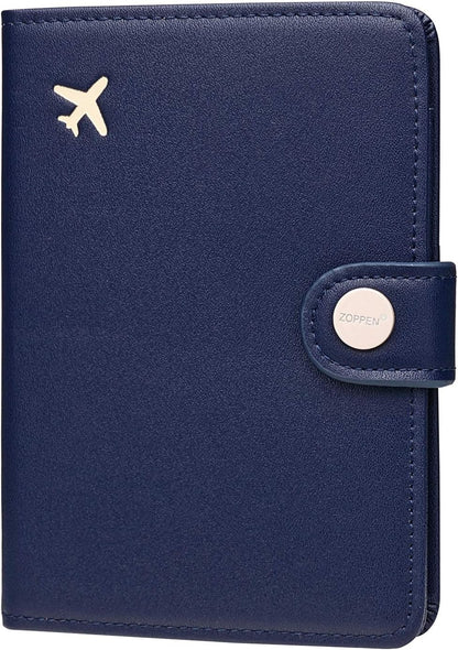 ZOPPEN Passport Holder Women Men, Passport Cover Travel Wallet Rfid Blocking Passport Wallet Cover Case Travel Essentials Document Organizer, Navy Blue