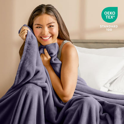 Bare Home Fleece Blanket - Twin/Twin Extra Long - Ultra-Soft Lightweight for Bed, Sofa, and Couch - Luxury Microplush - Cozy Warm Blanket (Twin/Twin XL, Dusty Purple)