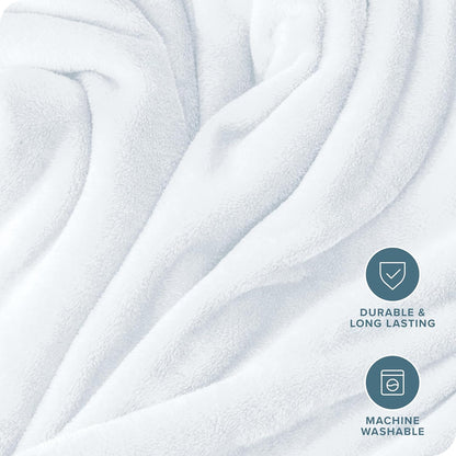 Bare Home Fleece Blanket - Kid Size - Ultra-Soft Lightweight for Bed, Sofa, and Couch - Luxury Microplush - Cozy Warm Blanket (Kid, White)