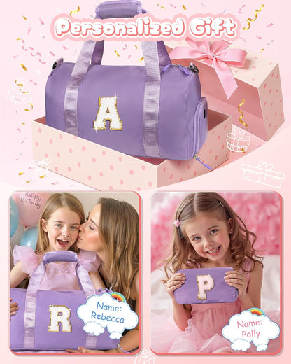 Birthday Gift for Granddaughter-Girl Gym Bag with Shoe Compartment, Kid Personalized Weekender Overnight Bags, Initial Travel Tote with Makeup Pouch, Christmas Gifts for Girls (Letter Z)