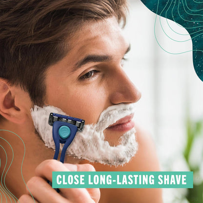 Preserve POPi Shave Razor Blades Refills - 5 Blade Razors for Men & Women - Ceramic Coated Shavers for Comfort with Aloe-Cocoa Butter Strip - Reusable Shaving Refill - 4 Pack