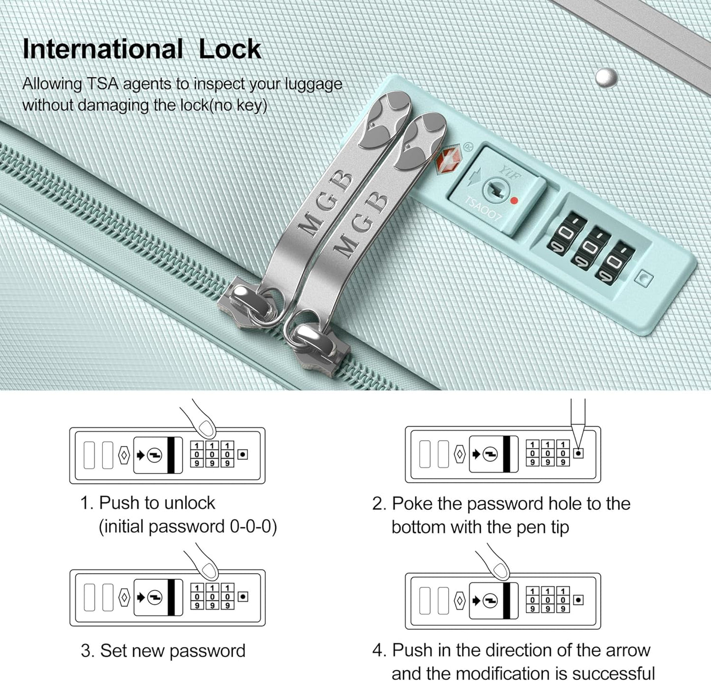 MGB 20 Inch Top Open Carry On Luggage 22x14x9 Airline Approved, Hard Shell Carry On Suitcase with Spinner Wheels, Travel Small Luggage Built-in TSA Lock for Women Men Gifts (Aquamarine)