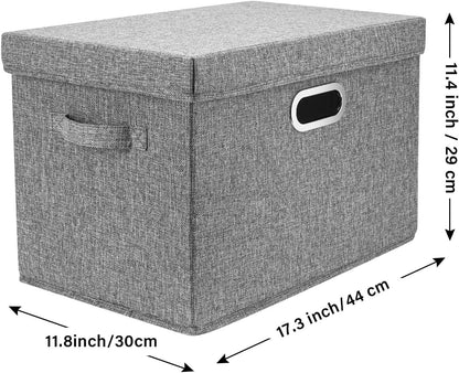 TYEERS Large Storage Bins with Lids, Collapsible, Washable, Fabric Storage Boxes for Organizing, 17.3x11.8x11.4 inches, 5 Pack, Gray
