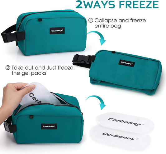 Cerbonny Small Cooler Bag Freezable Lunch Bag for Work School Travel,Leak-proof Small Lunch Bag For Adults,Freezable Snack Bag Fit For Yogurt (Blue)