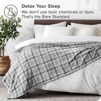Bare Home Fleece Blanket - King Size - Ultra-Soft Lightweight for Bed, Sofa, and Couch - Luxury Microplush - Cozy Warm Blanket (King, Tartan Plaid)