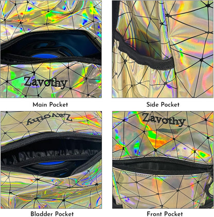 Reflective Hydration Backpack, Hydration Pack - Water Backpack with 2L/3L Hydration Bladder, Essential for Festivals - Rave Hydration Pack for Hiking, Running, Cycling, and Festivals