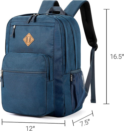 ZORFIN 26L Backpack for College, and Travel: Water Resistant Bookbag - Navy Blue