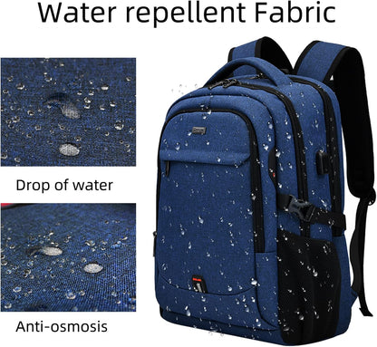 DUSLANG 17 Inch Laptop Backpack for Travel Water Resistant College Backpack for Men Women Laptop Bag with USB Charging Port,Blue