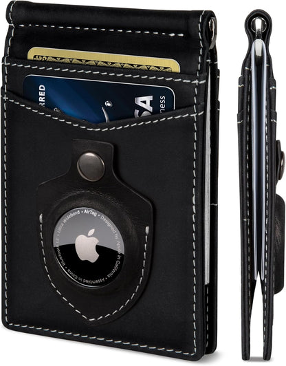 SERMAN BRANDS RFID Blocking Wallet Slim Bifold - Genuine Leather Minimalist Front Pocket Wallets for Men with Money Clip Gift