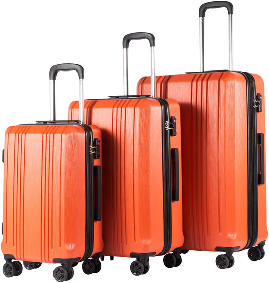 Coolife Luggage Expandable Suitcase PC+ABS 3 Piece Set with TSA Lock Spinner 20in24in28in