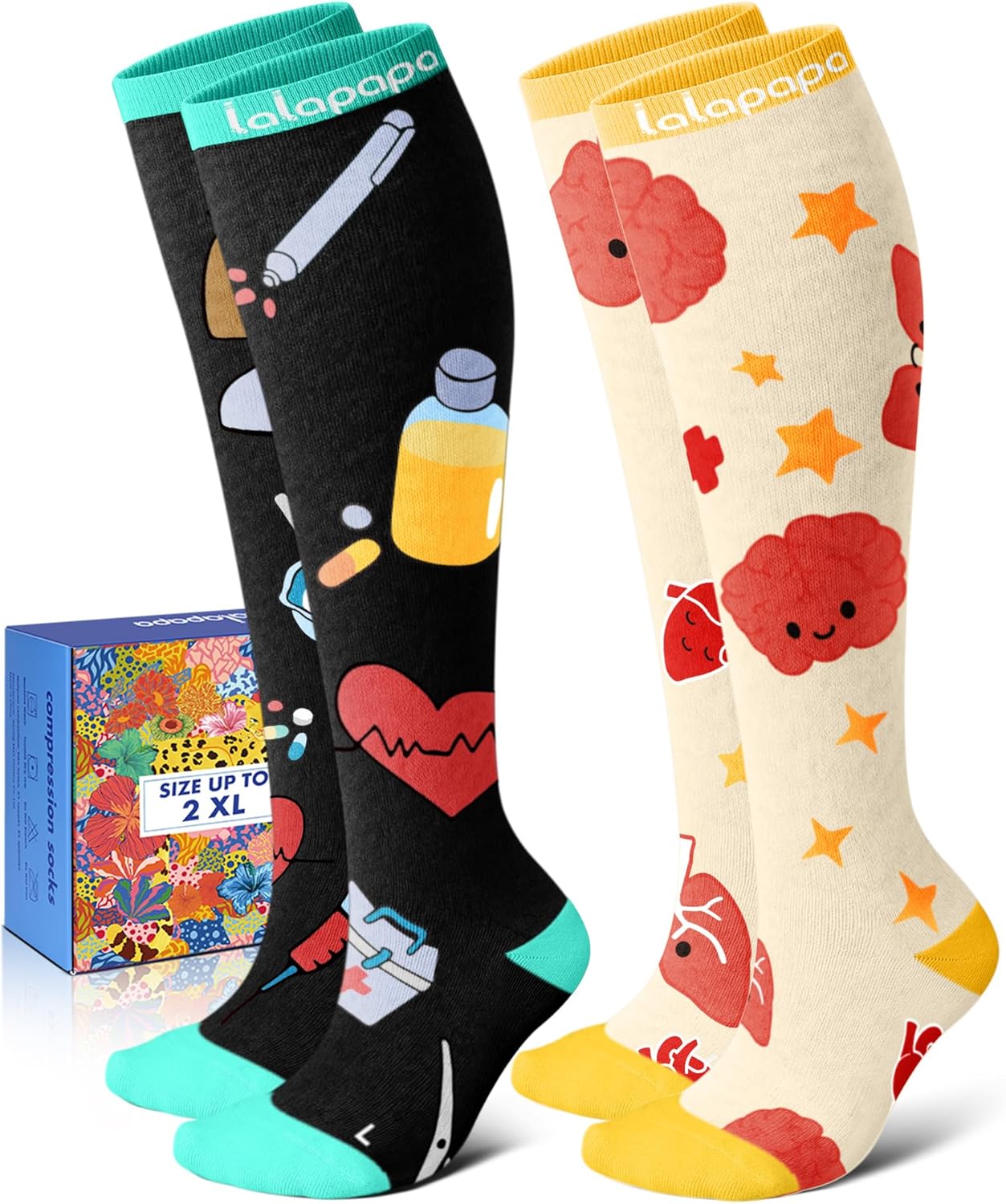 Thick Soft Cotton Compression Socks for Women Men 15-20mmHg Knee High Breathable Cotton Socks for All Day Comfort