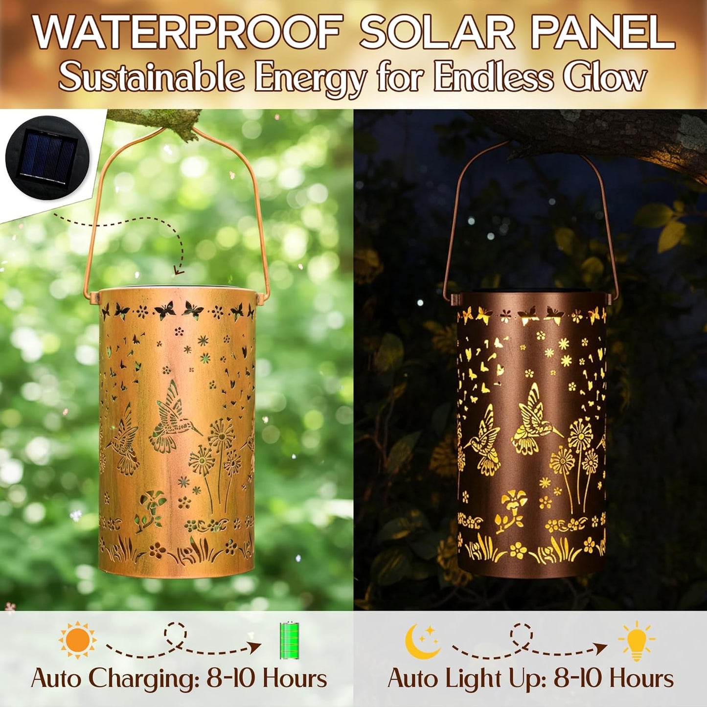 FLAGWIX Sympathy Gifts for Loss of Loved One - Christmas Memorial Solar Lanterns Outdoor Waterproof Decor - Hummingbird Gifts for Women, Memorial Gift for Mom Grandma, Decorative Lantern for Garden