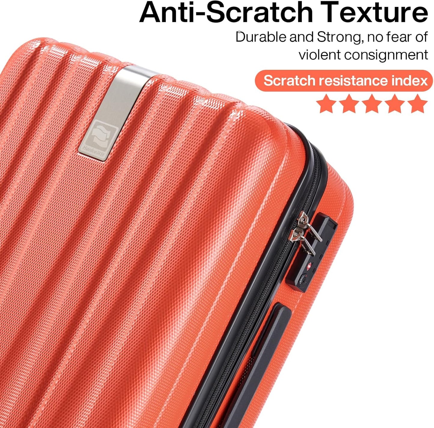 Hanke 20 Inch Carry On Luggage 22x14x9 Airline Approved Lightweight PC Hard Shell Suitcases with Wheels Travel Luggage Rolling Suitcase Travel Luggage Bag Christmas Gifts for Birthday （Orange）