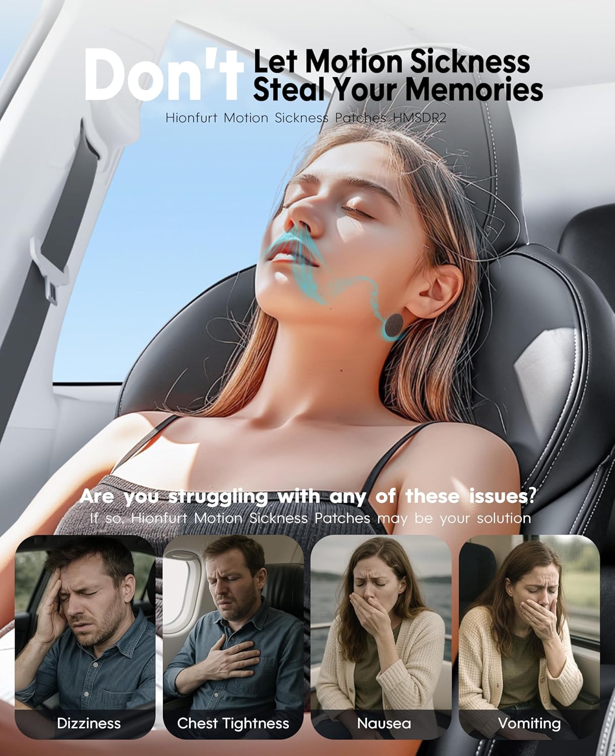HMSDR2 80ct Motion Sickness Patches with Plant Essence – Lemon – Sea Sickness Patches for Cruise, Car, Airplane – Non-Drowsy, 72H Lasting