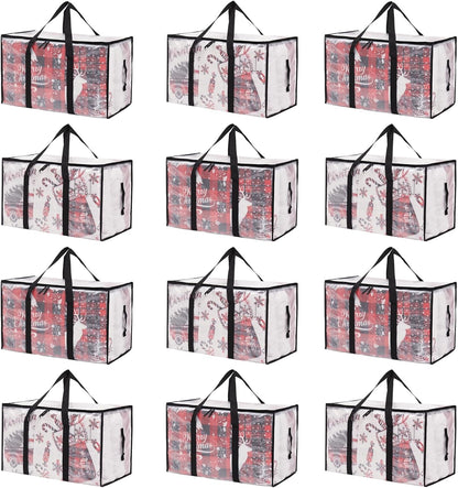 Moving Bags Heavy Duty Extra Large, Alternative for Moving Boxes & Moving Supplies,Clear Storage Bins with Lids, Plastic Packing Tote, Storage Bags for Clothes with Handles & Zippers(Clear, 12 Pack)