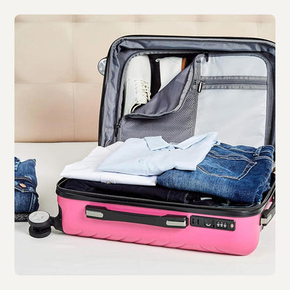 Amazon Basics 21" Hardside Carry-On Luggage with TSA Lock, Hardshell Suitcase With Wheels, Expandable For 25% More Capacity, With Scratch-Resistant Geometric Surface, 4 Multi-directional Wheels, Pink