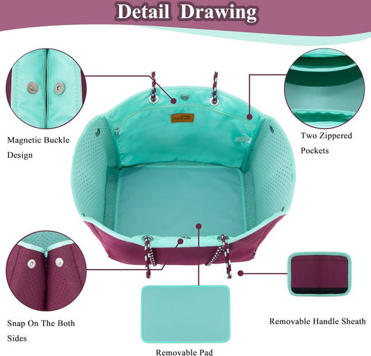 QOGiR Neoprene Multipurpose Beach Bag Tote with Inner Zipper Pocket … … … …