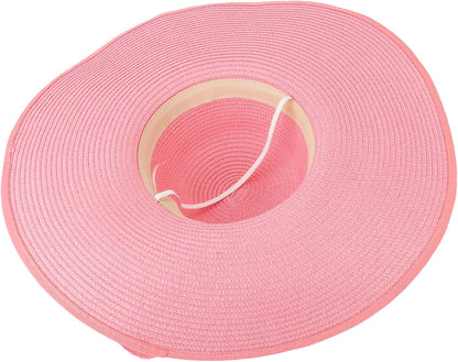 DRESHOW Beach Hats for Women Big Straw Wide Brim Summer Hat Floppy Foldable Roll up Cap Sun Hat UPF 50+