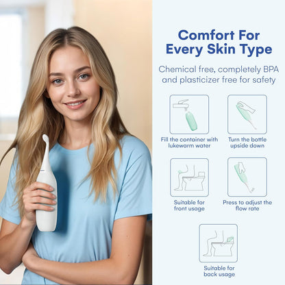 The Original HAPPYPO Travel Bidet - Handheld Bidet for Gentle Cleansing - Portable Hygiene Bottle for Home or Travel - Replaces Wet Wipes and Douche Bottles for Women