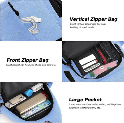 MOSISO Sling Backpack,Canvas Crossbody Hiking Daypack Bag with Anti-theft Pocket, Air Blue