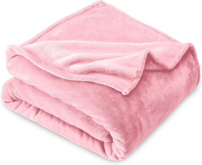 Bare Home Fleece Blanket - Kid Size - Ultra-Soft Lightweight for Bed, Sofa, and Couch - Luxury Microplush - Cozy Warm Blanket (Kid, Light Pink)