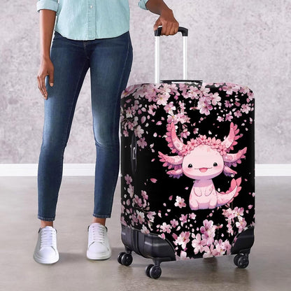Cute Floral Axolotl Luggage Cover Travel Suitcase Protector Cover Zipper Closer for 26-29inch