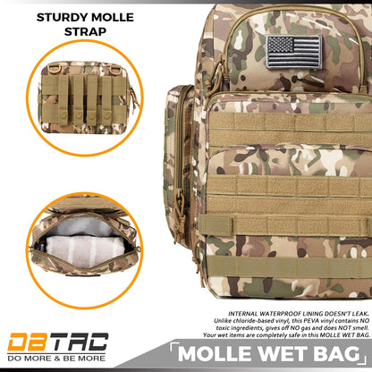 Diaper Bag Backpack for Dad, DBTAC Large Baby Nappy Bag for Men w/Changing Mat, Insulated+Wipe Pockets, Stroller Straps, CP Camo