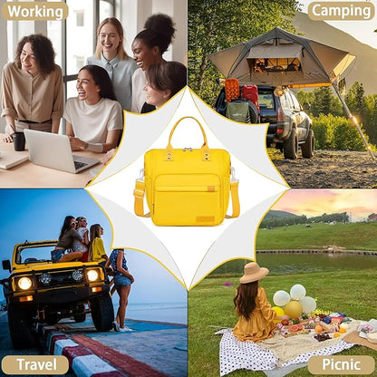 TuErCao Yellow Lunch Box for Women Insulated Lunch Bag for Young Ladies Lunch Tote Bag