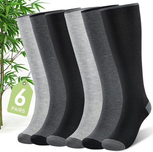 SONORAN Bamboo Viscose Compression Socks for Women & Men (6 Pairs) 20-30 mmHg Knee High Support for Nurses Travel Pregnant
