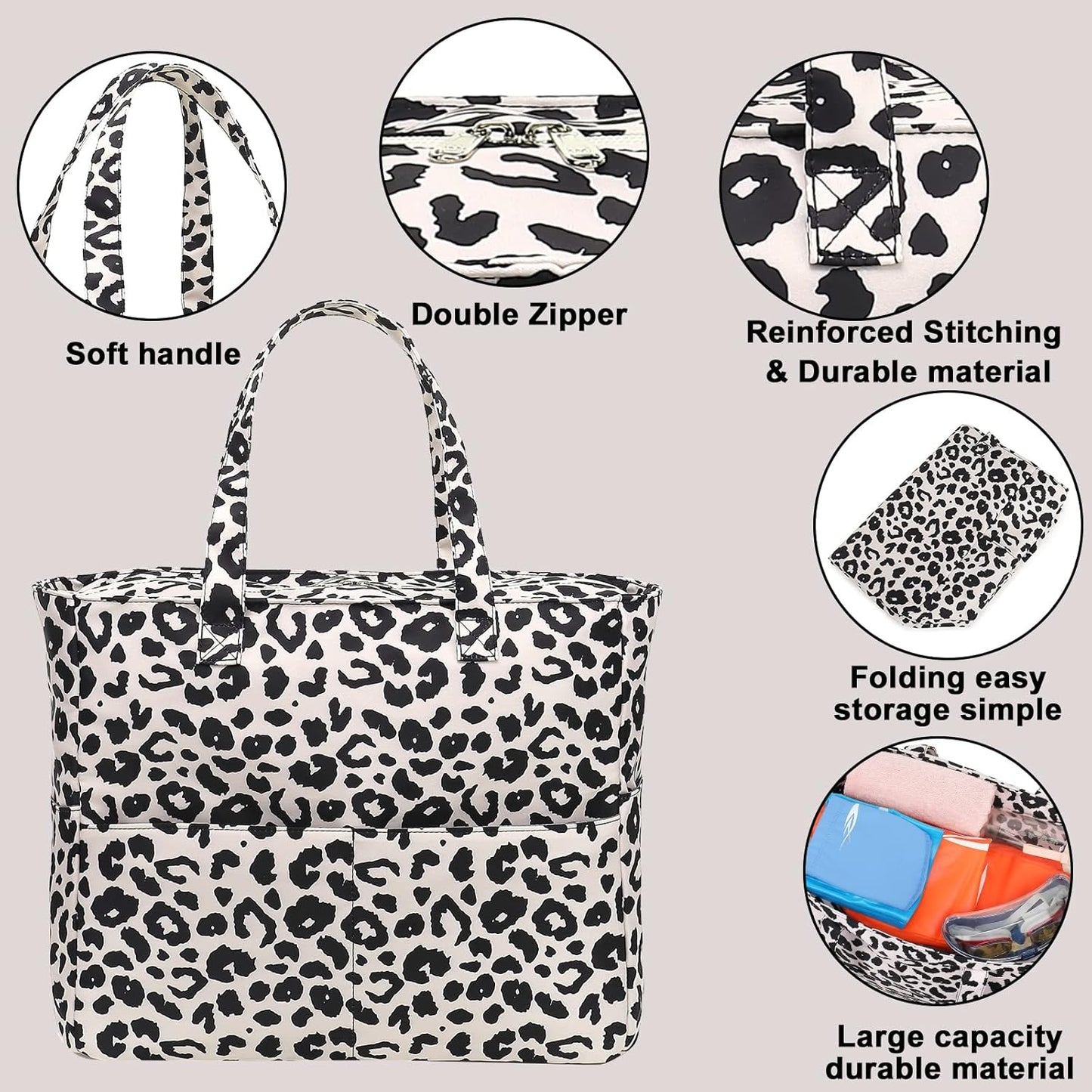 Waterproof Beach Tote Pool Bags for Women Ladies Extra Large Gym Tote Carry On Bag With Wet Compartment for Weekender Travel